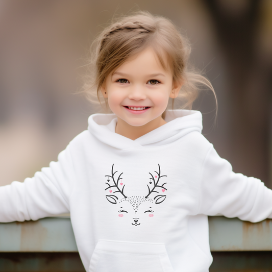 Girls Cute Reindeer Winter Pullover Hoodie