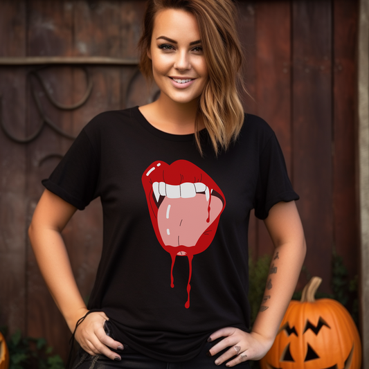 Fang Lips Dripping Blood - Unisex Adults T-shirt