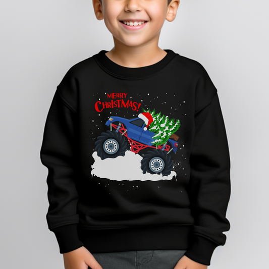 Kids Christmas Monster Truck Sweatshirt | Unisex Sizes