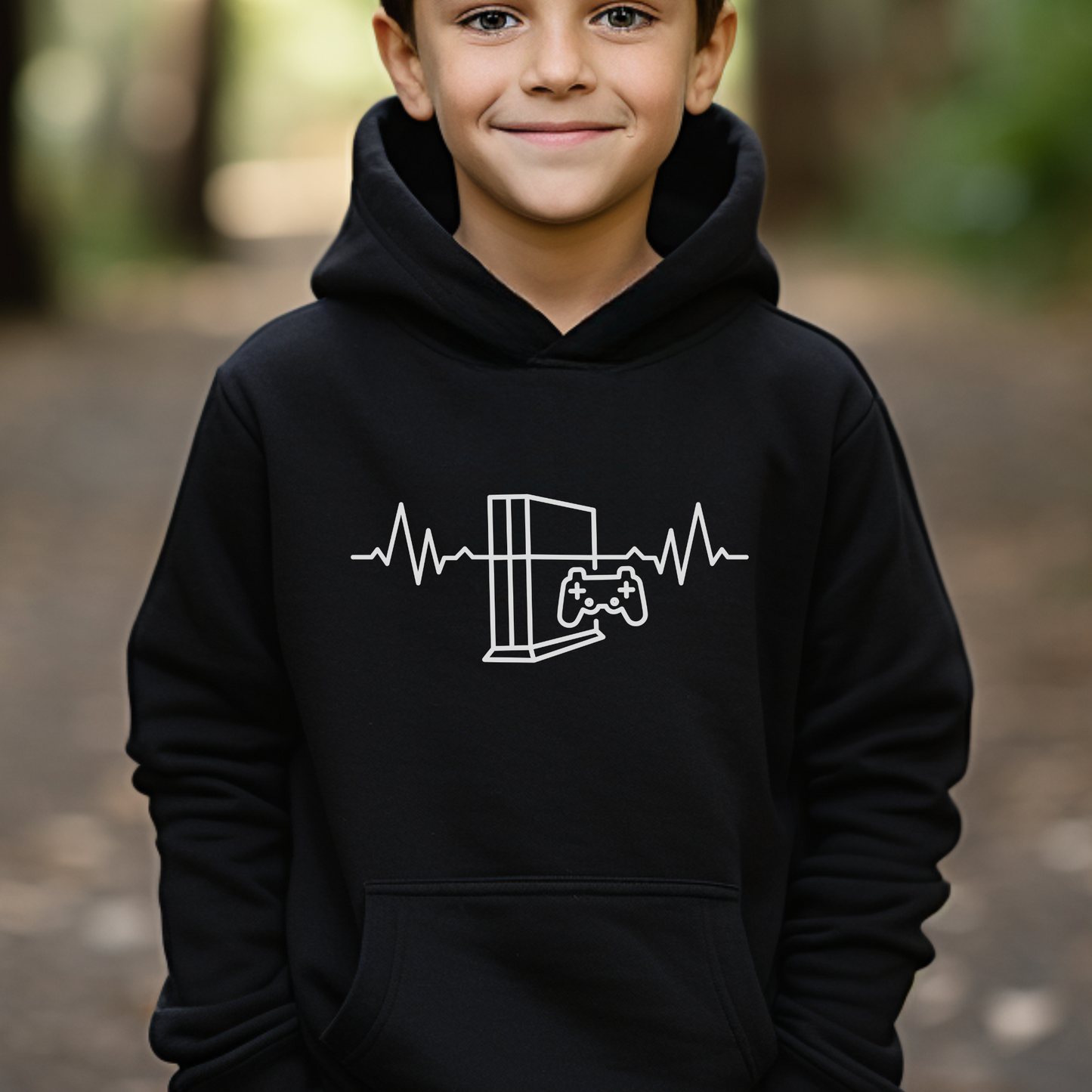 Kids & Teens 'Gaming Heartbeat' Printed Pullover Hoodie
