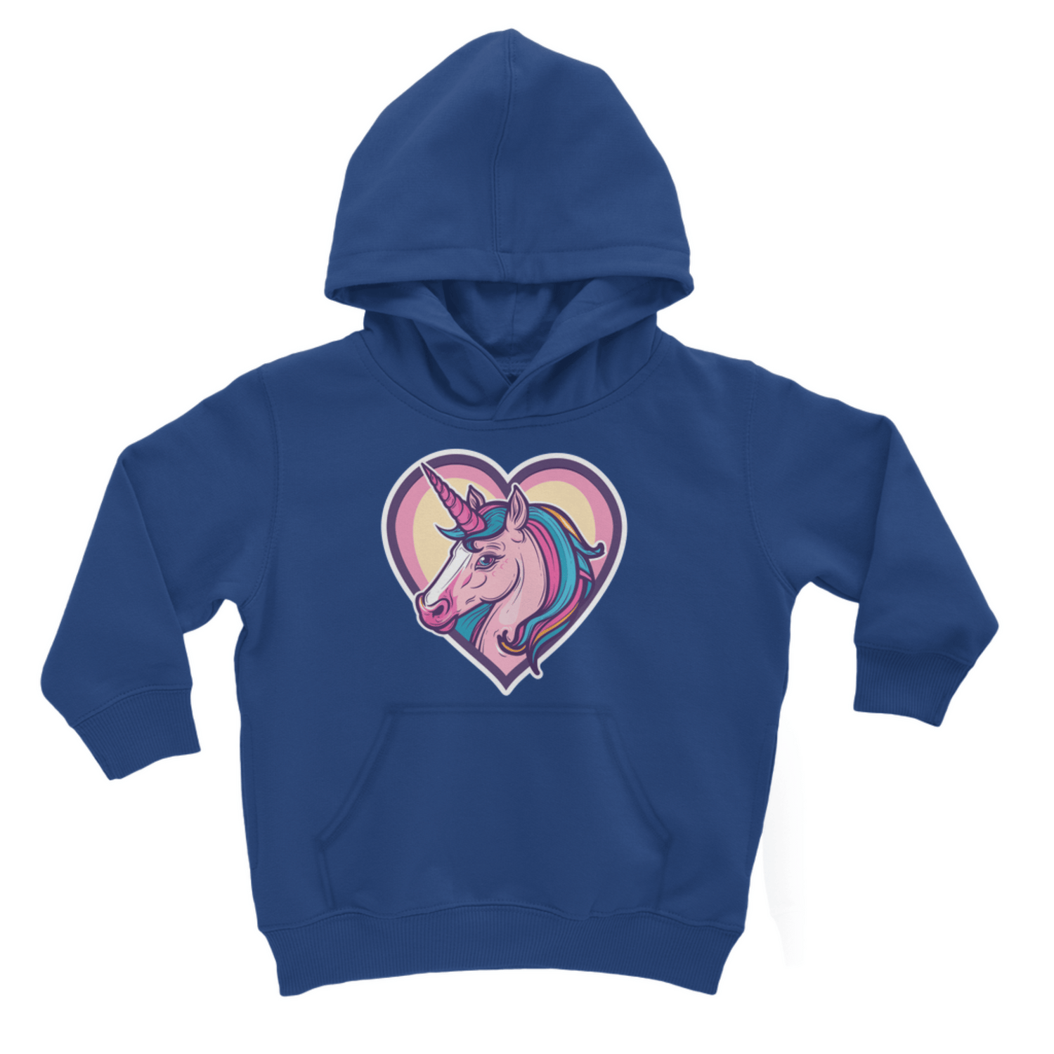 Kids Unicorn Heart Printed Hoodie - Royal Blue