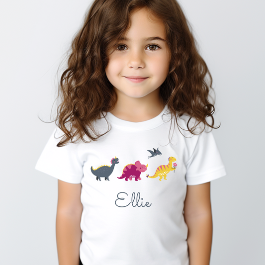 Girls personalised Dinosaur T-shirt