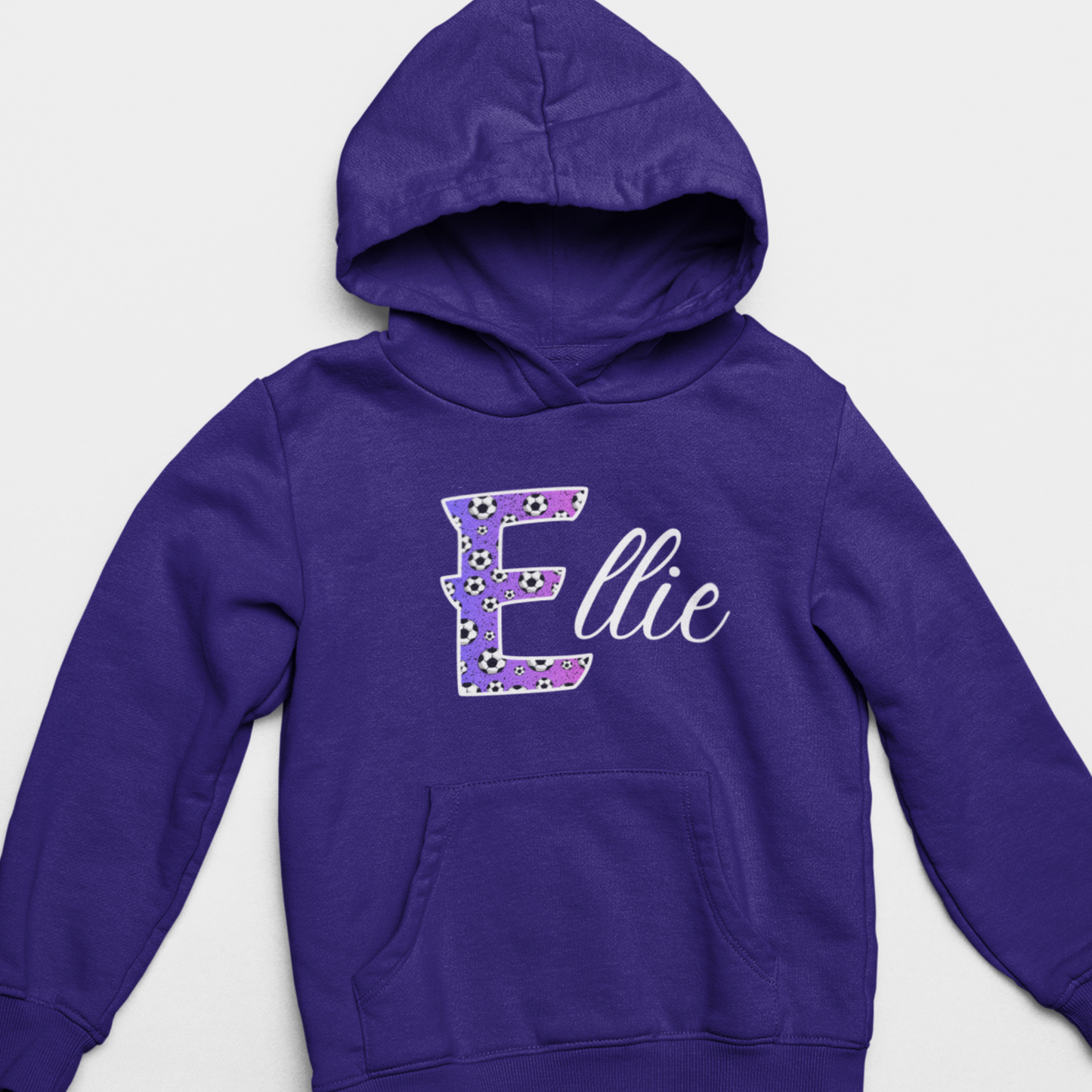 Girls Personalised Football Initial and Name Hoodie | 3 - 13 years