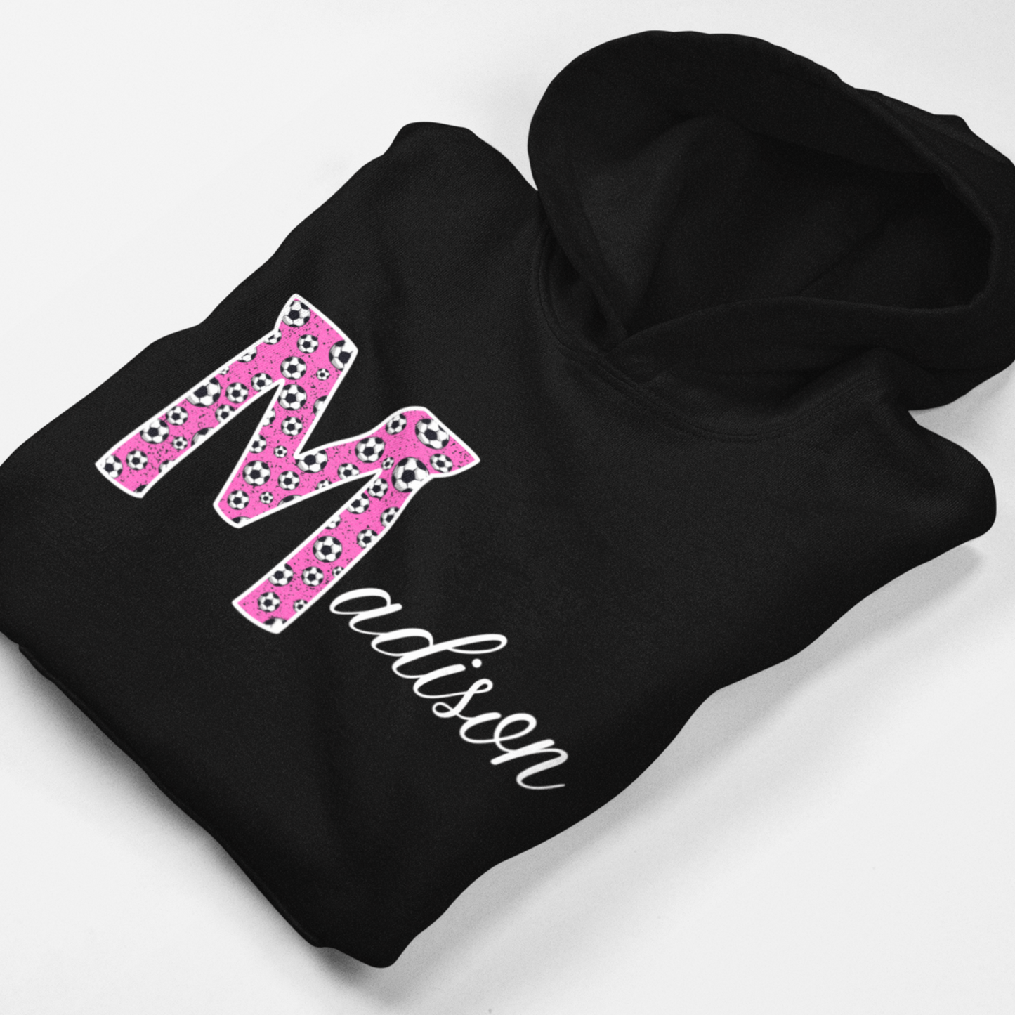 Girls Personalised Football Initial and Name Hoodie | 3 - 13 years