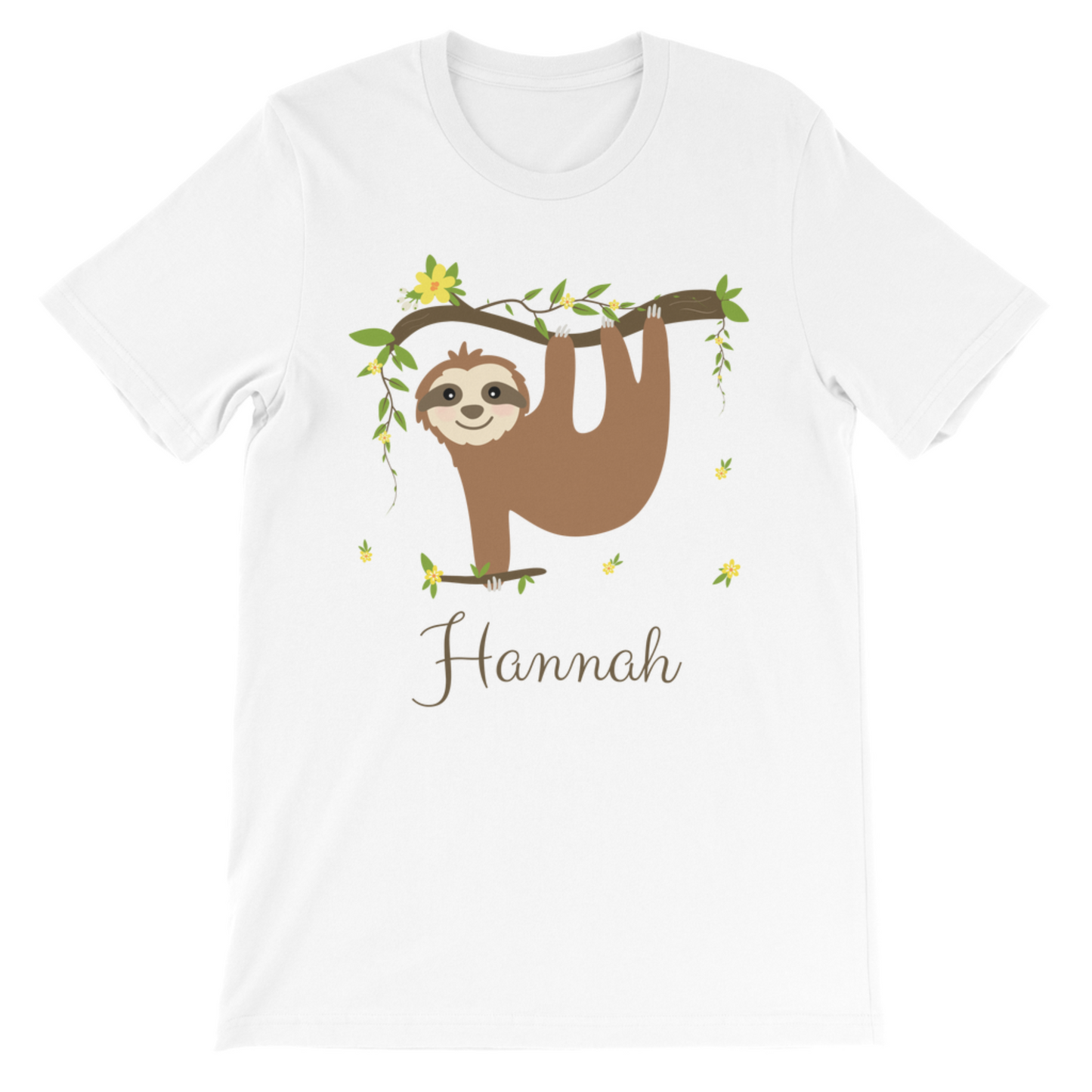 Girls Personalised Sloth T-shirt | 3 - 13 years