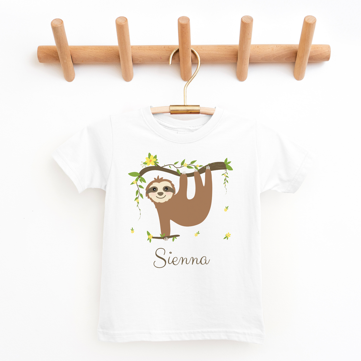 Girls Personalised Sloth T-shirt | 3 - 13 years