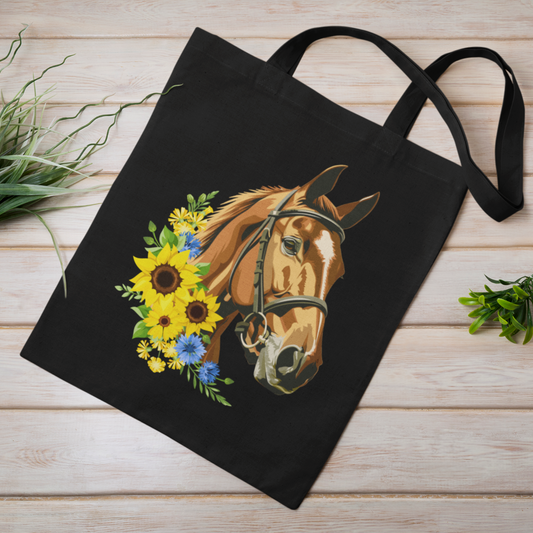 Horse & Sunflowers - Cotton Tote Bag