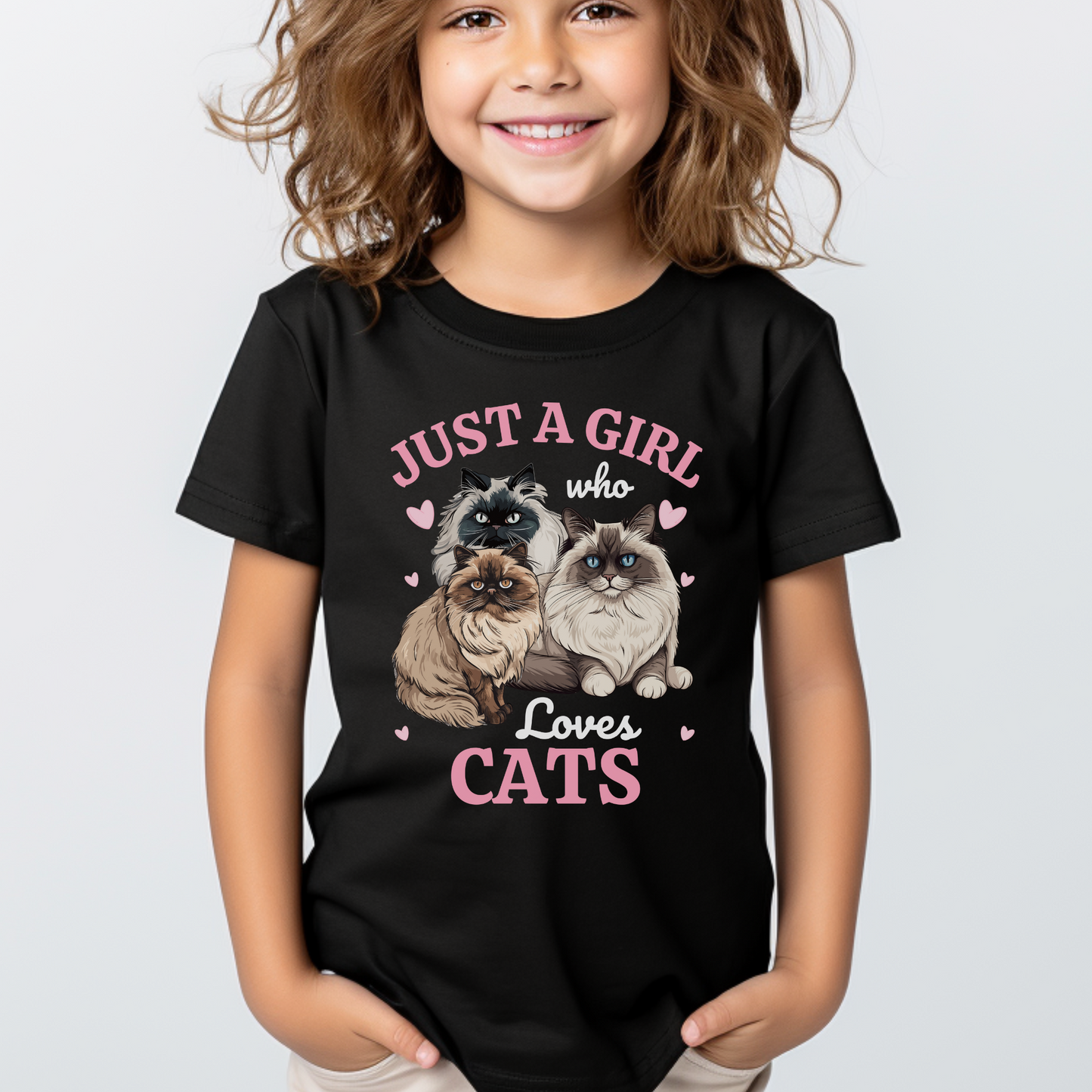 Just a Girl who loves Cats - Girls T-shirt |  3 - 13 years