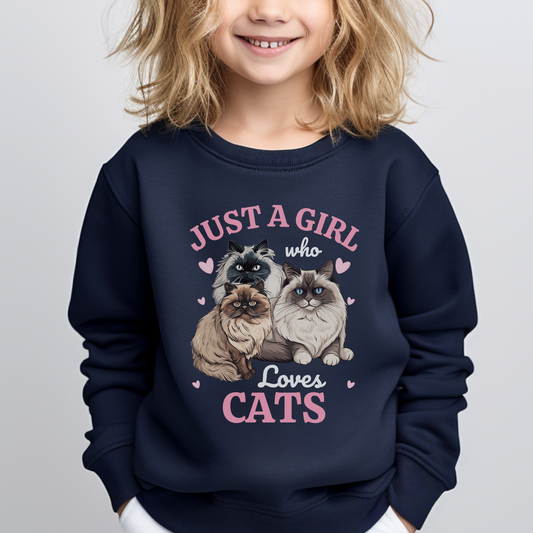 Just a Girl who Loves Cats - Girls Sweatshirt
