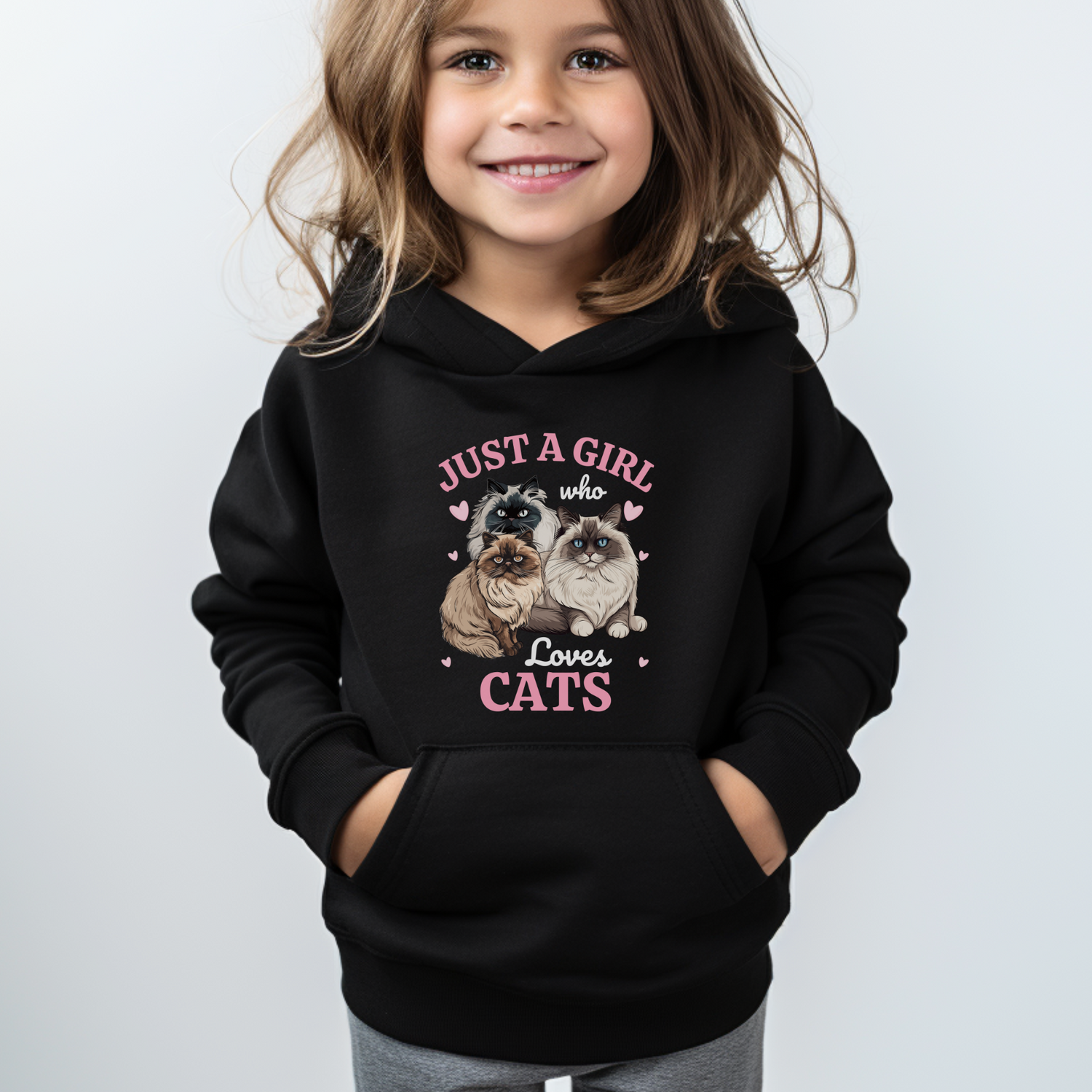 Just a Girl who loves Cats - Girls Black Hoodie