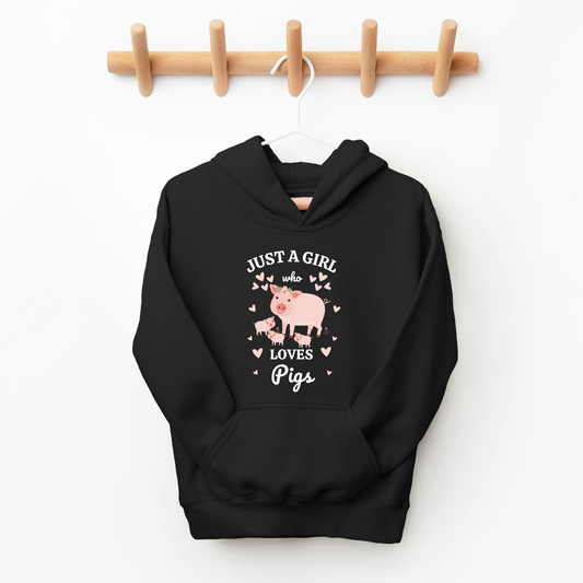 Just a Girl Who Loves Pigs - Girls Pig Hoodie | 3 - 13 years