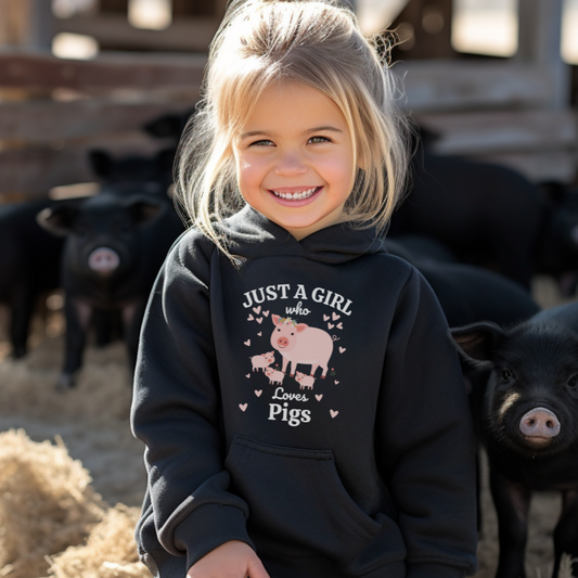 Just a Girl Who Loves Pigs - Girls Pig Hoodie | 3 - 13 years