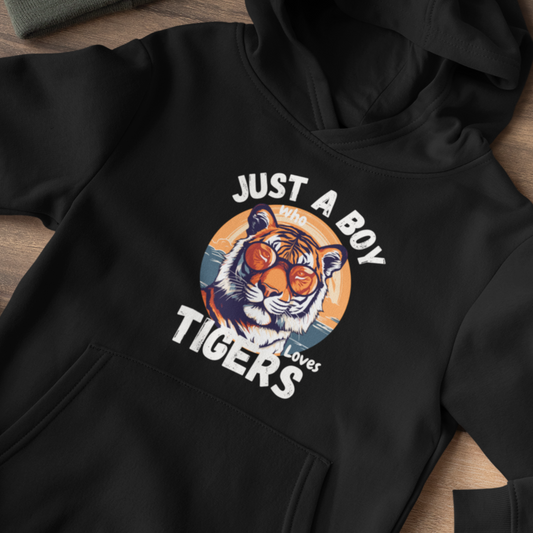 Just a Boy who loves Tigers  - Kids Pullover Hoodie
