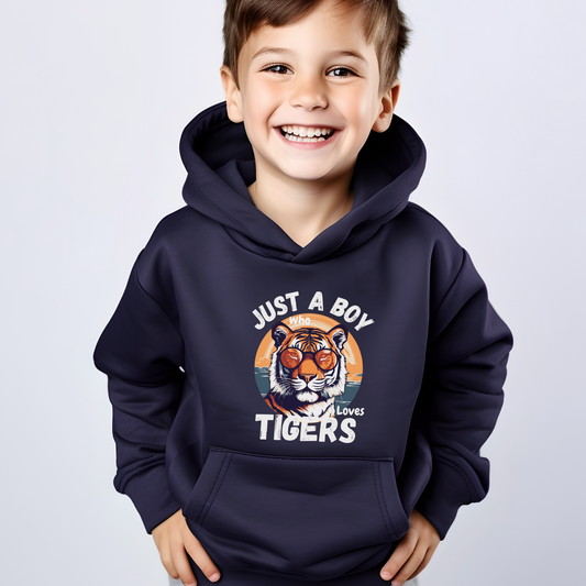 Just a Boy who loves Tigers  - Kids Pullover Hoodie
