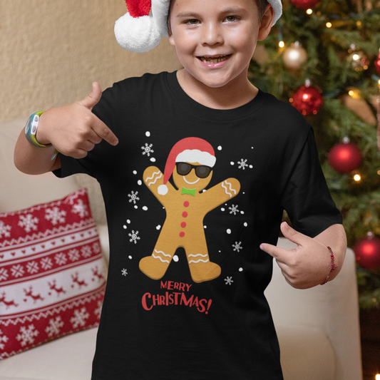 Cool Christmas Gingerbread Man - Kids Festive T-shirt