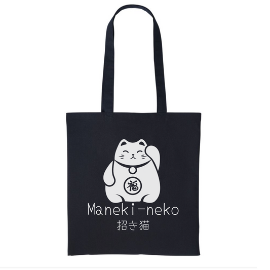 Maneki-neko (Japanese Lucky Cat) - Cotton Tote Bag