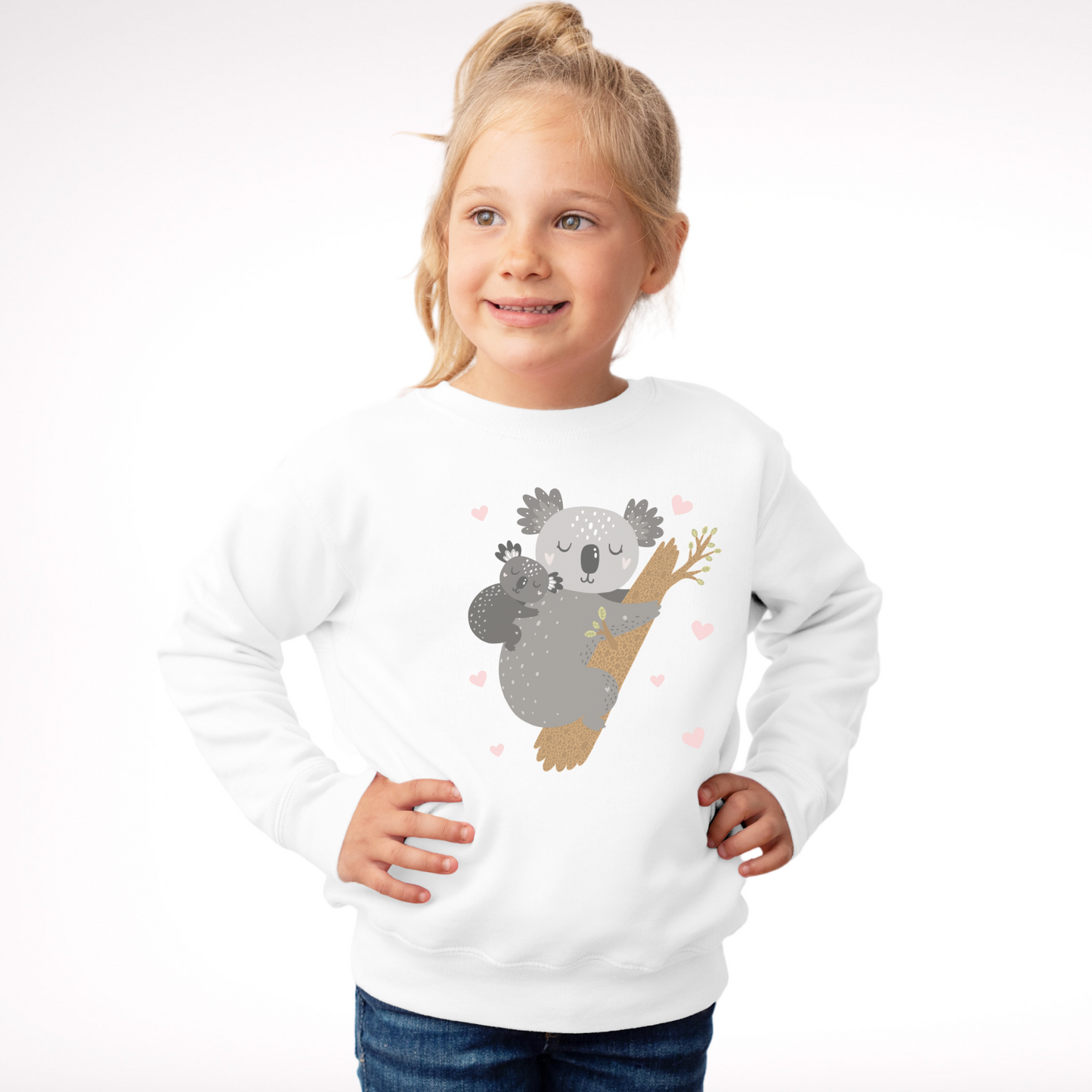 Mum & Baby Koala with Hearts - Girls Sweatshirt | 3 - 13 years