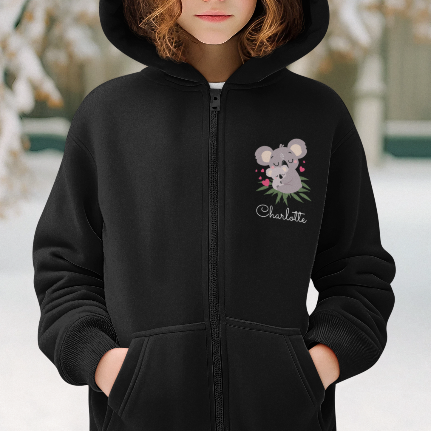 Girls Personalised Koala Full Zip Hoodie | 3 - 13 years