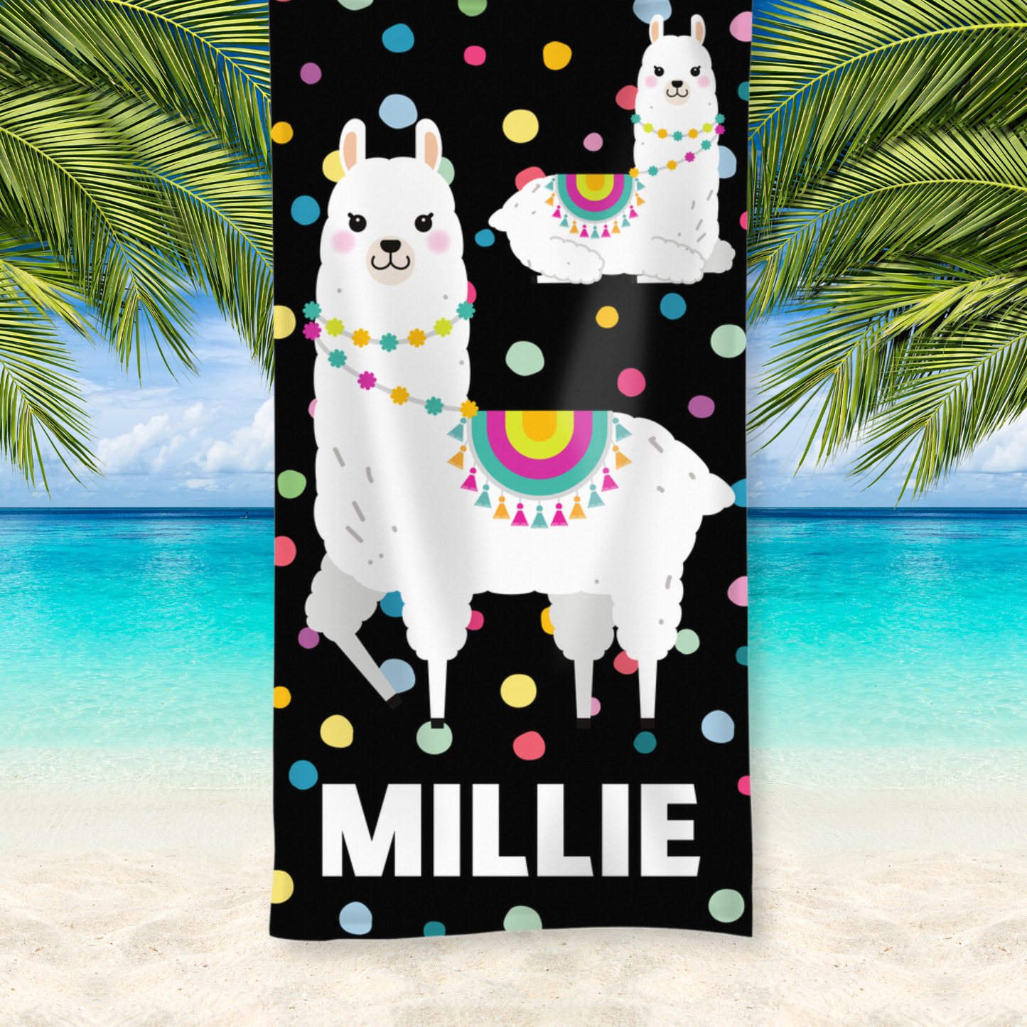 Extra Large Personalised Alpaca Beach Towel | 100 x 190cm