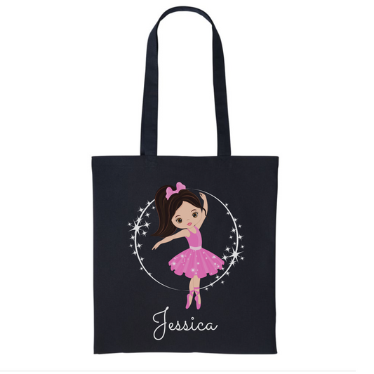 Girls Personalised Ballerina Tote Bag