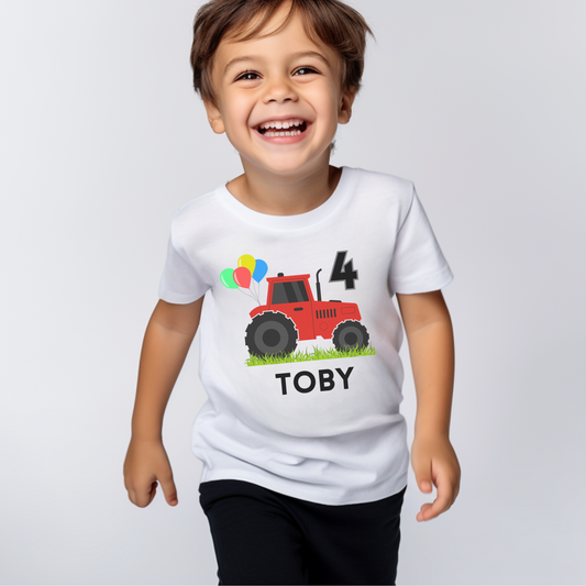 Boys Personalised Birthday Tractor T-shirt | 1 - 8 years