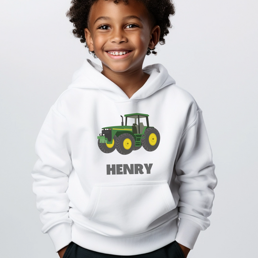 Kids Personalised Tractor Hoodie | 3 - 13 years