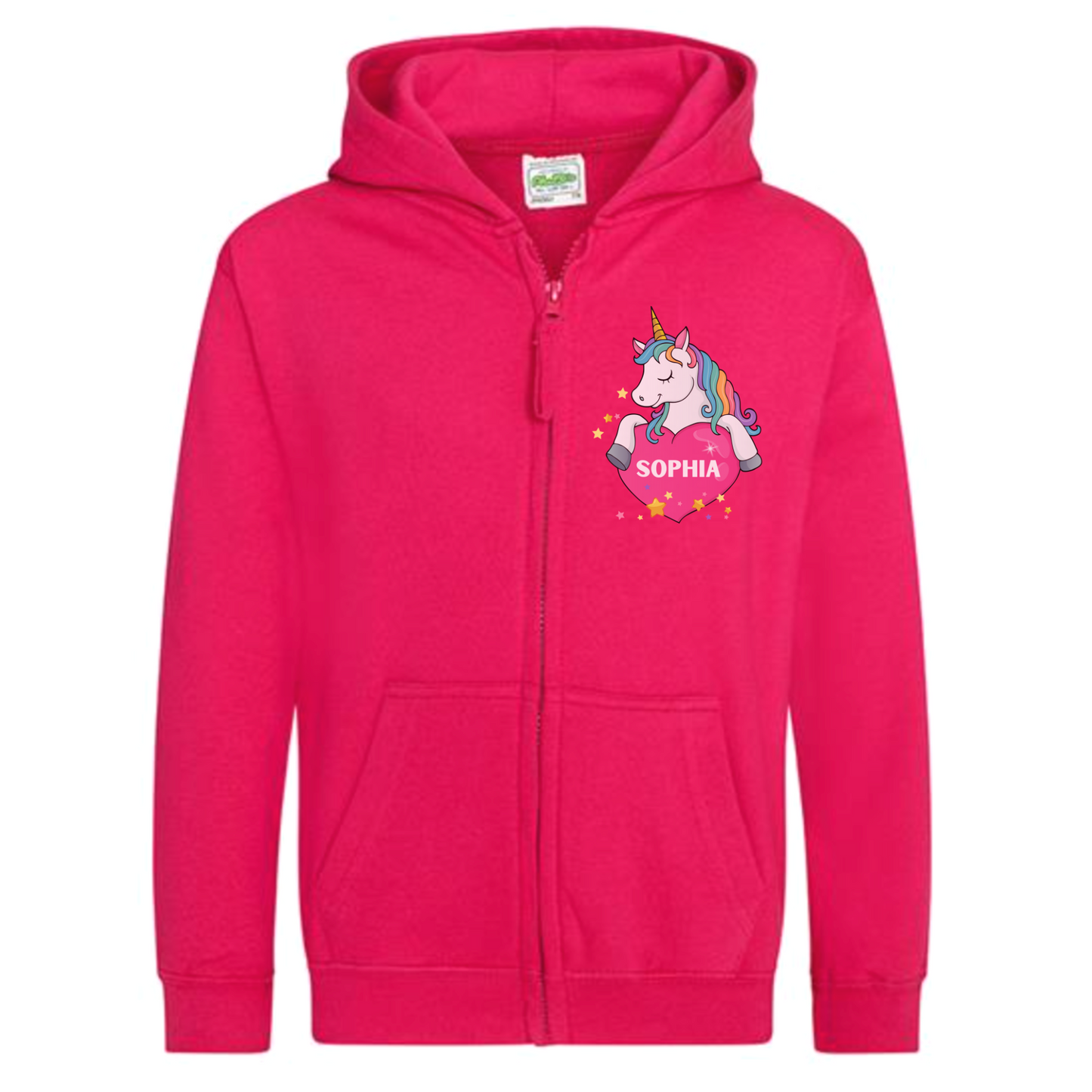 Girls Personalised Unicorn Full Zip Hoodie | 3 - 13 years