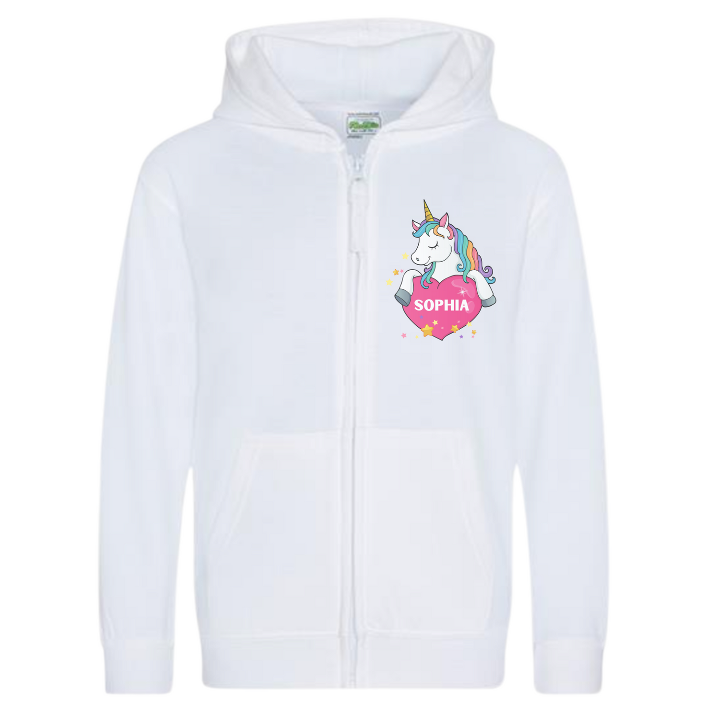 Girls Personalised Unicorn Full Zip Hoodie | 3 - 13 years