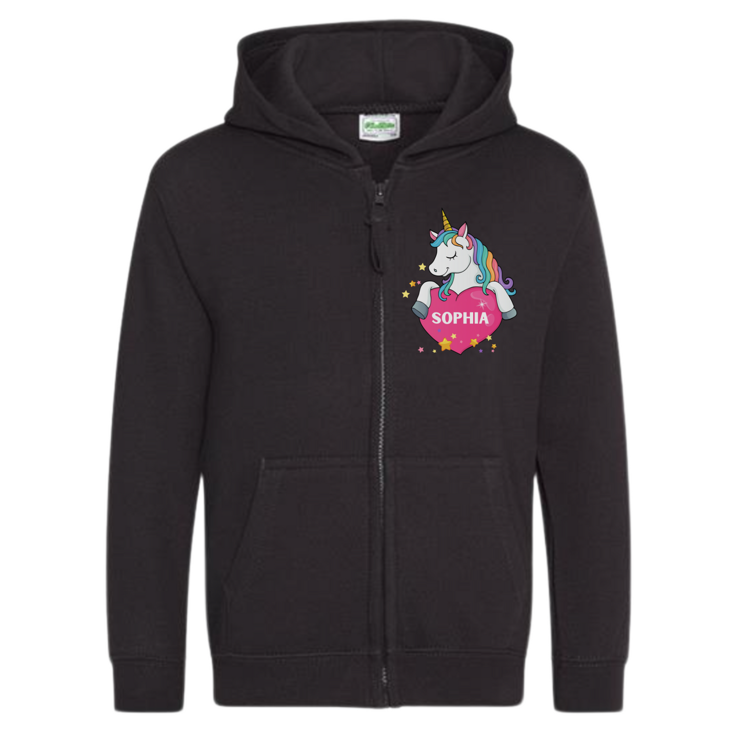 Girls Personalised Unicorn Full Zip Hoodie | 3 - 13 years