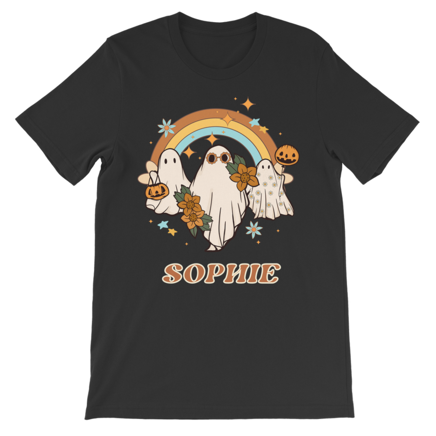 Girls Retro Halloween Ghosts T-shirt | Personalisation Optional | 3 - 13 years