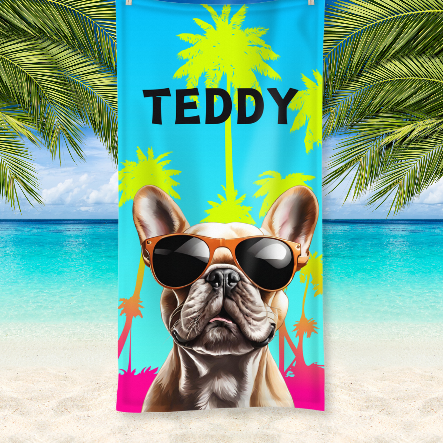 Frenchie beach towel outlet