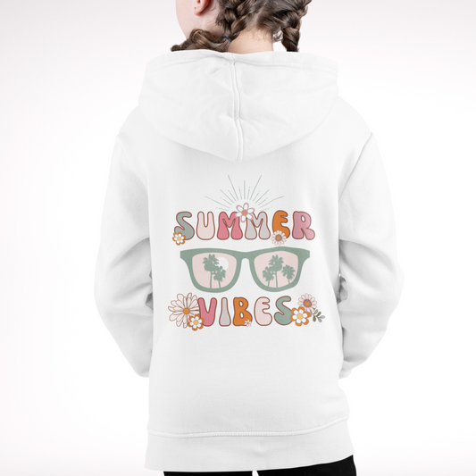 Retro Summer Vibes -  Girls Summer Style Zip Hoodie