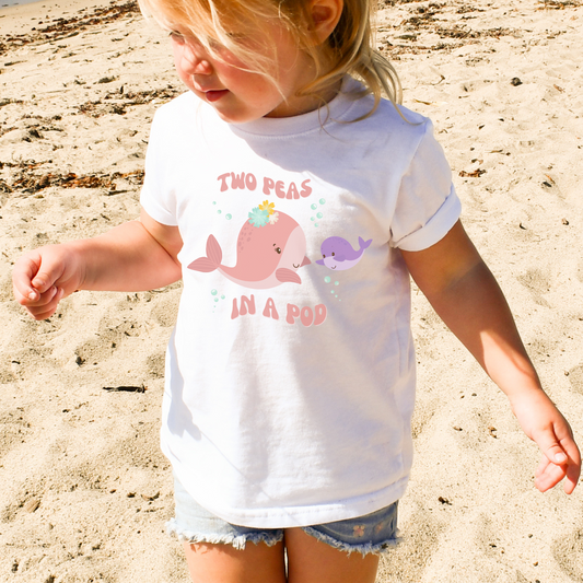 Mum & Baby Whale - Two Peas in a Pod Girls T-shirt | 3 - 13 years
