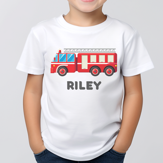 Kids Personalised Fire Engine/Truck T-shirt | 3 - 8 years