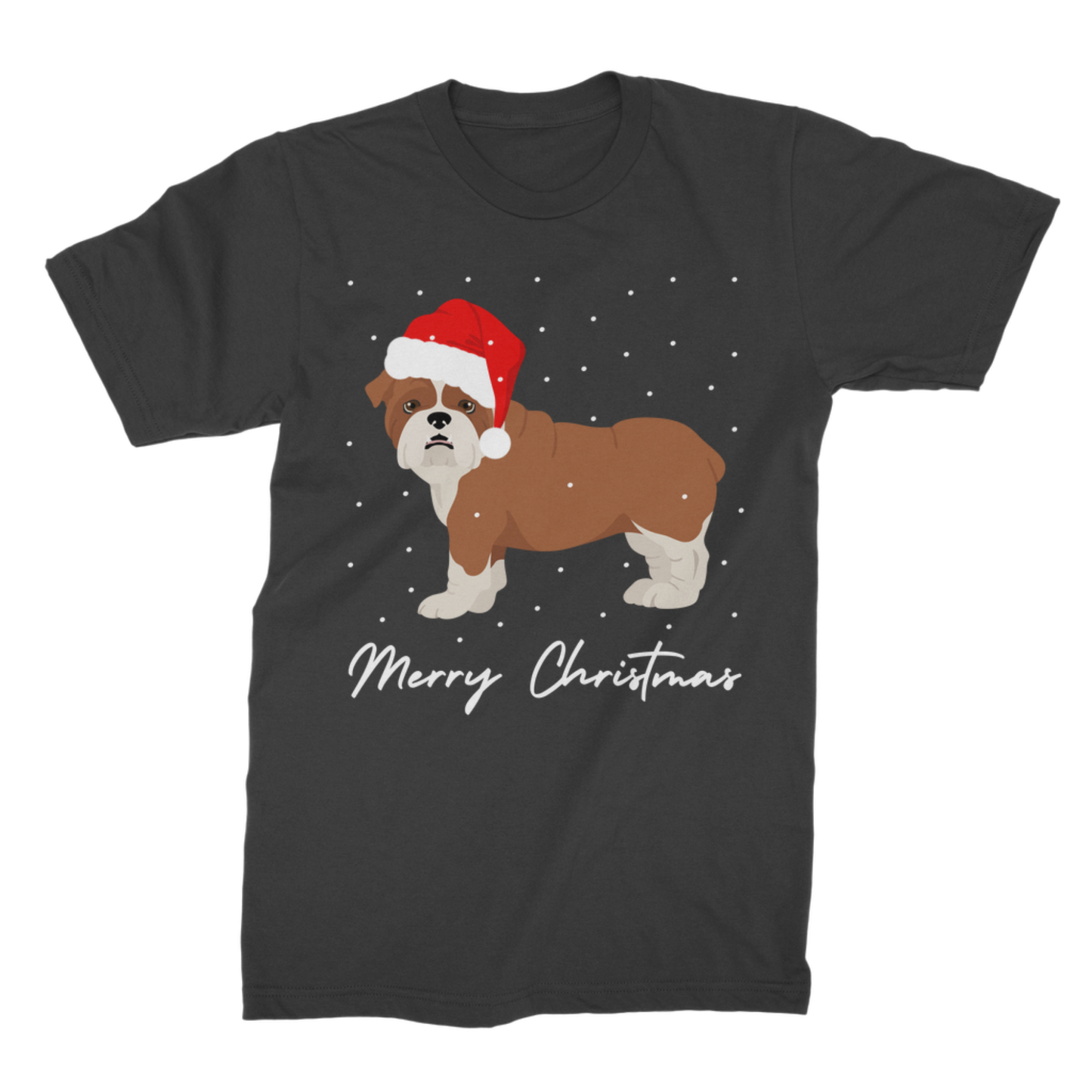 Adult Bulldog Christmas T-Shirt – Festive Dog Tee