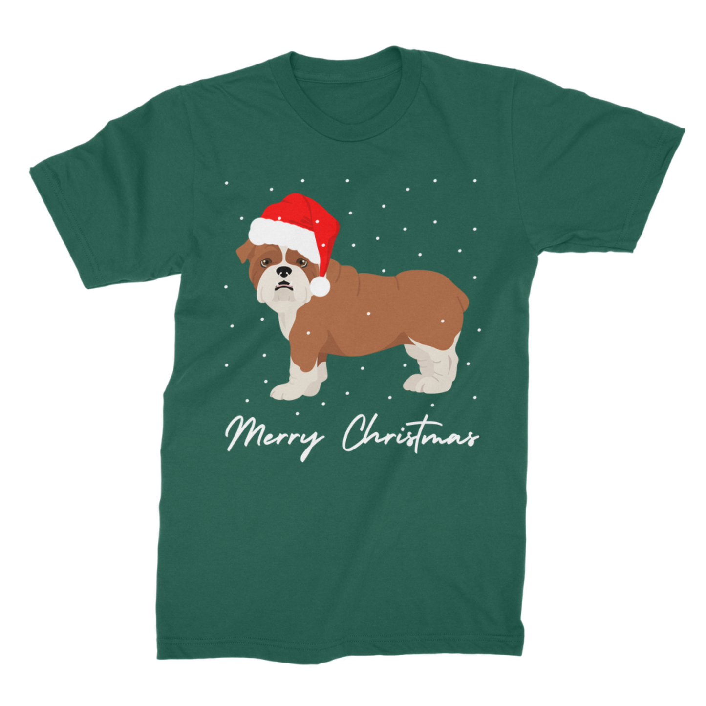 Adult Bulldog Christmas T-Shirt – Festive Dog Tee