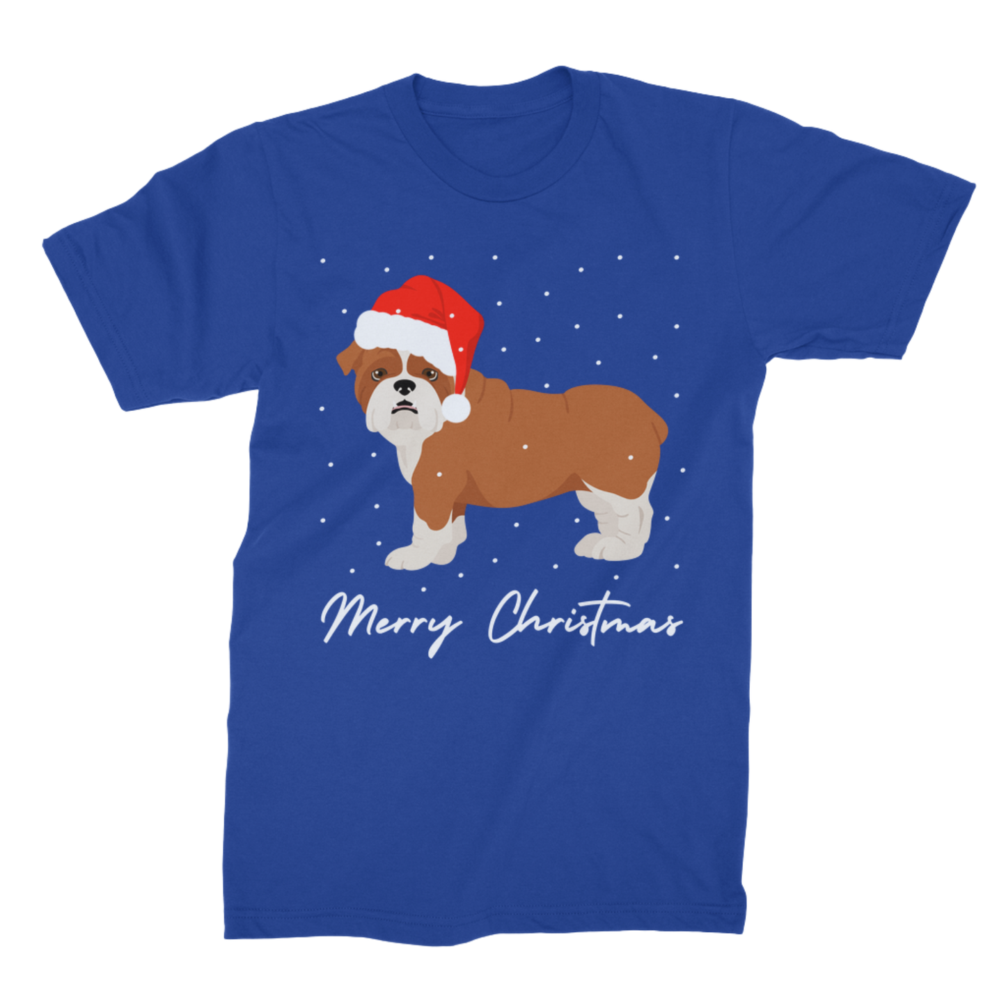 Adult Bulldog Christmas T-Shirt – Festive Dog Tee