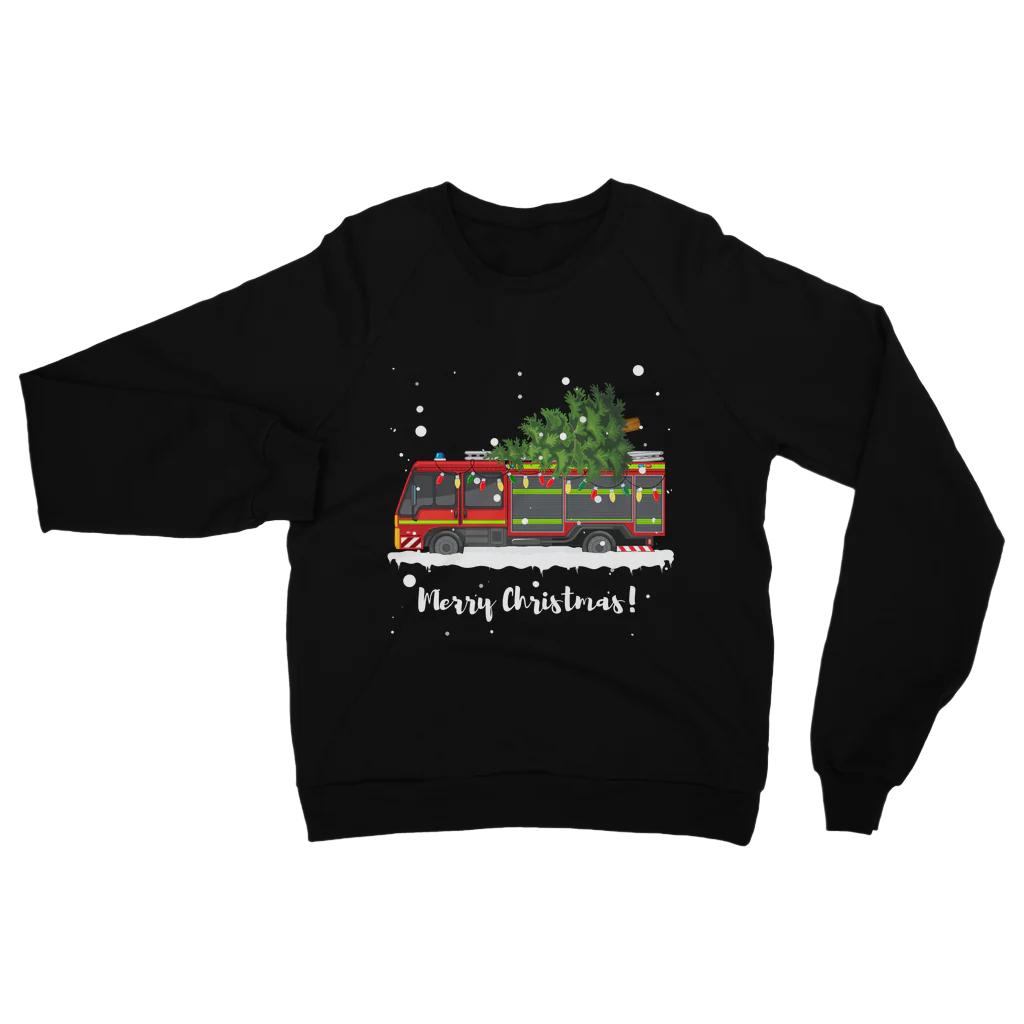 Unisex Adults Festive Fire Engine Christmas Sweatshirt