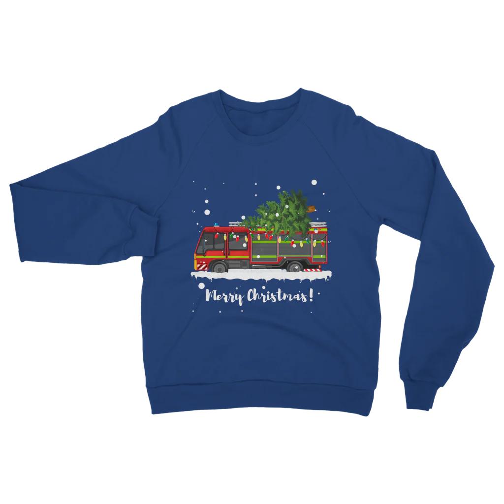 Unisex Adults Festive Fire Engine Christmas Sweatshirt