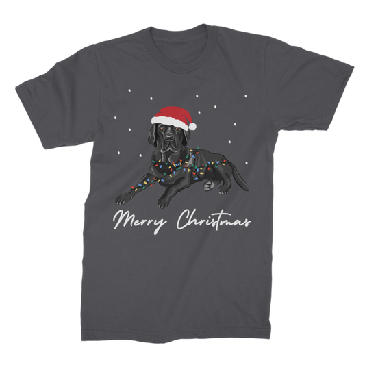 Black Labrador Christmas T-Shirt for Adults