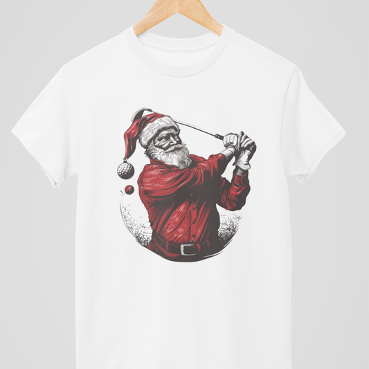 Men's Santa Playing Golf T-shirt | S - 4XL