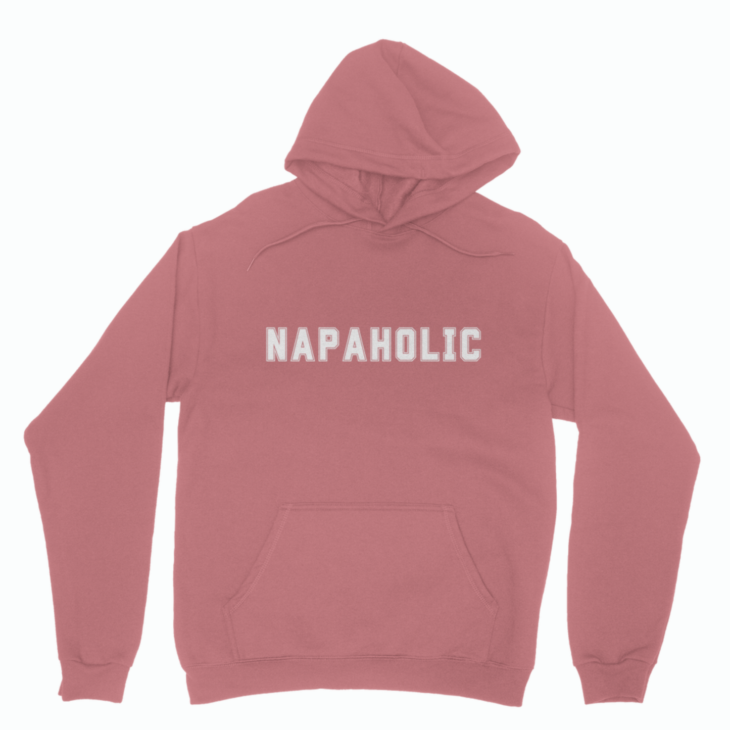 Dusty rose Napaholic varsity hoodie with soft fleece and college font print