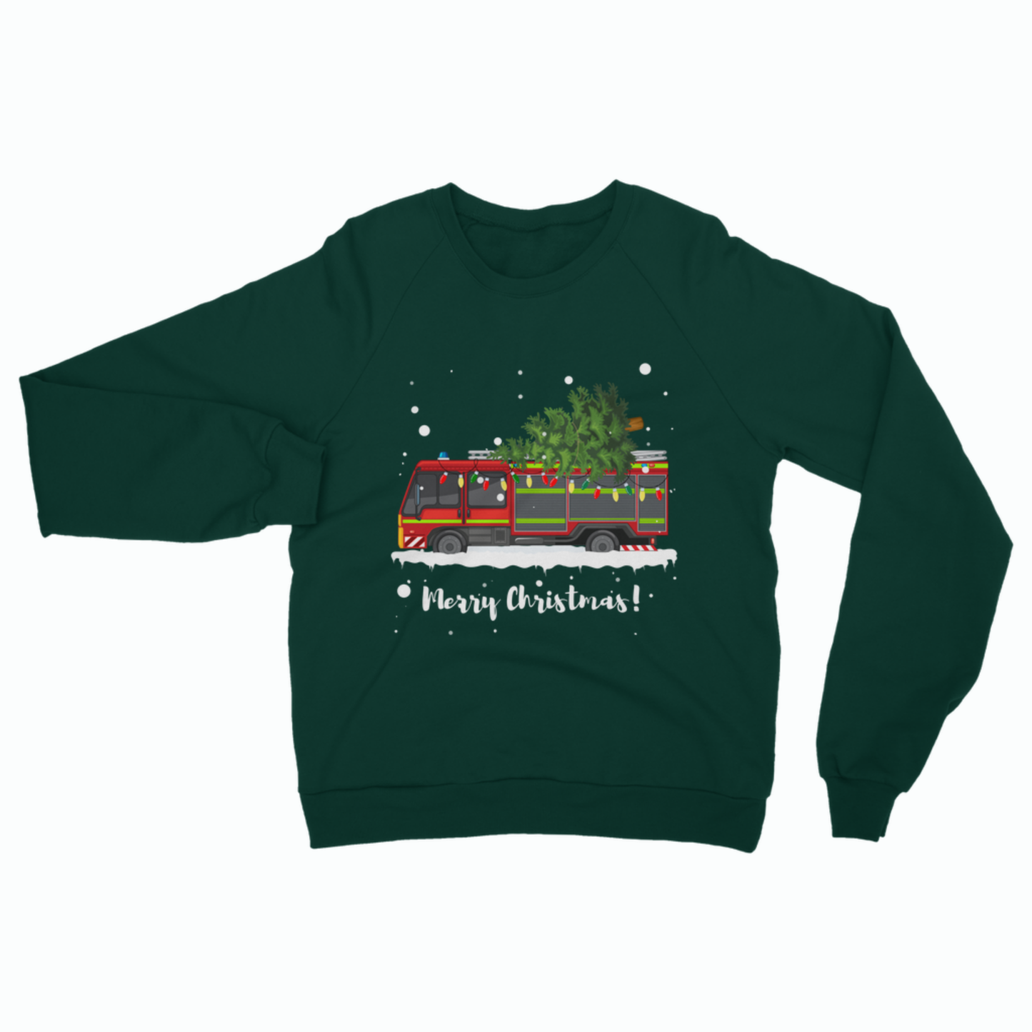 Unisex  Adults Christmas Fire Engine Jumper – Merry Christmas Sweatshirt