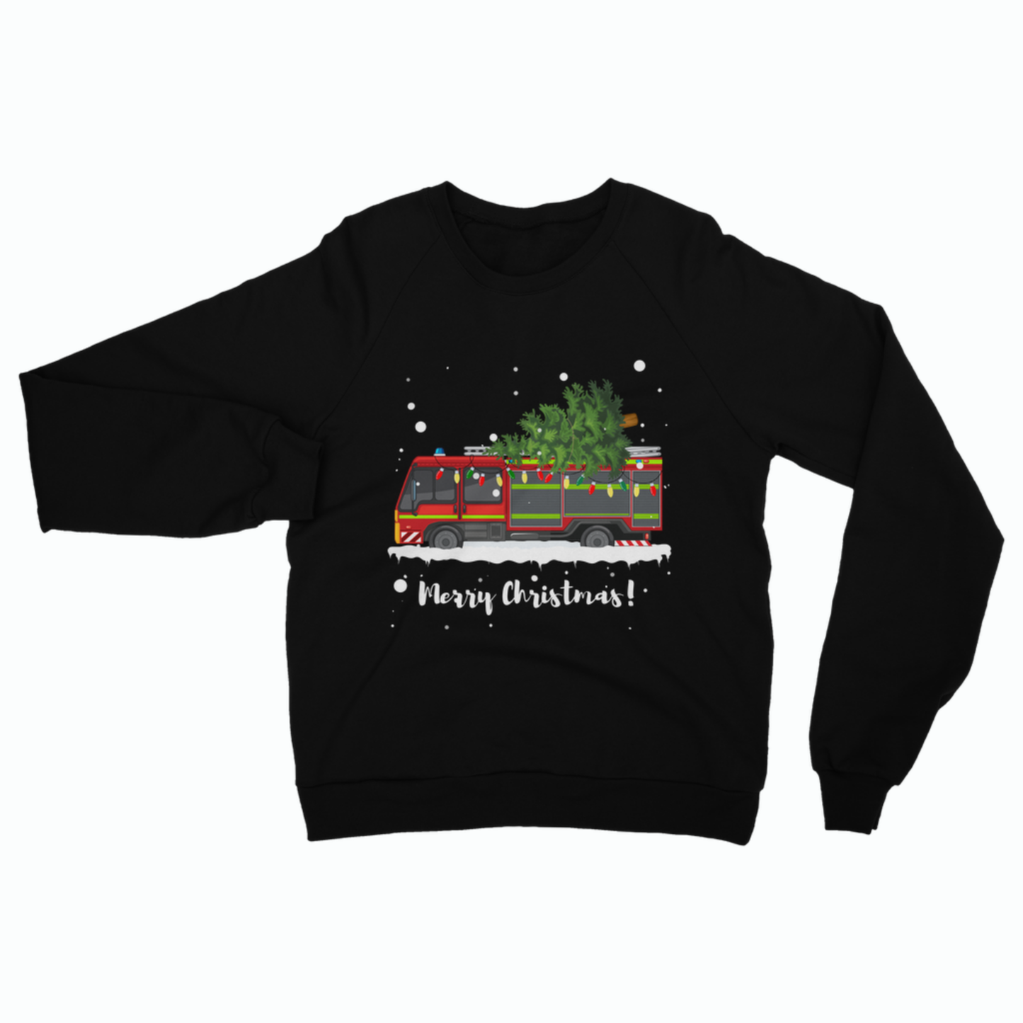 Unisex  Adults Christmas Fire Engine Jumper – Merry Christmas Sweatshirt