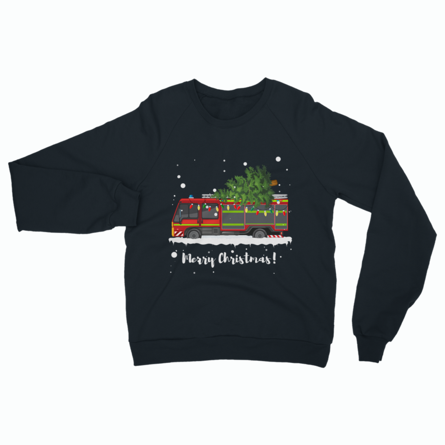 Unisex  Adults Christmas Fire Engine Jumper – Merry Christmas Sweatshirt