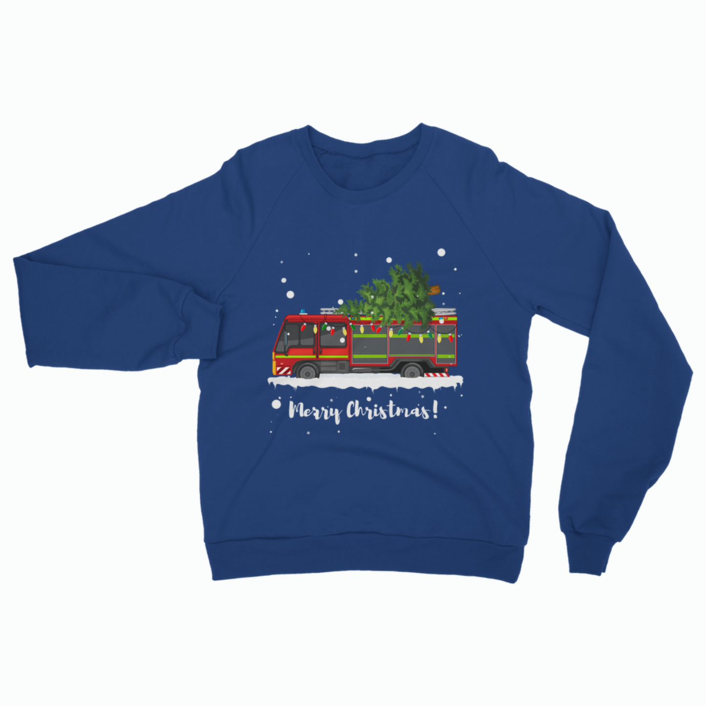 Unisex  Adults Christmas Fire Engine Jumper – Merry Christmas Sweatshirt