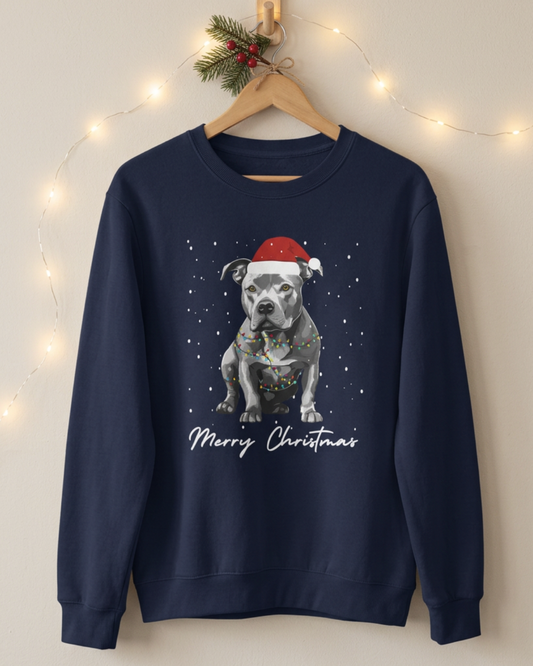 Staffy Christmas Sweatshirt – Staffordshire Bull Terrier Jumper S–5XL