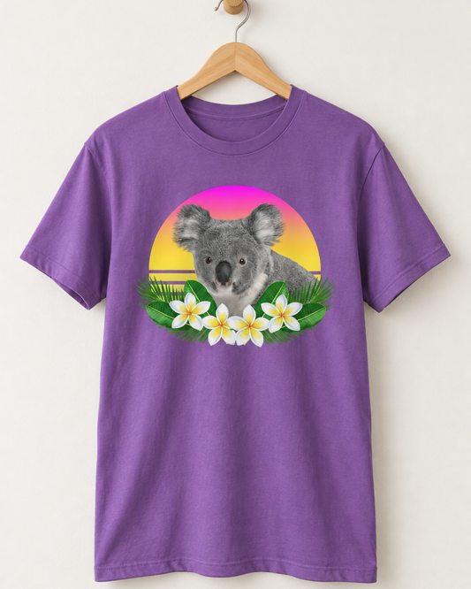 Women’s Tropical Koala T-Shirt - Sunset Graphic Tee (Small-4XL)