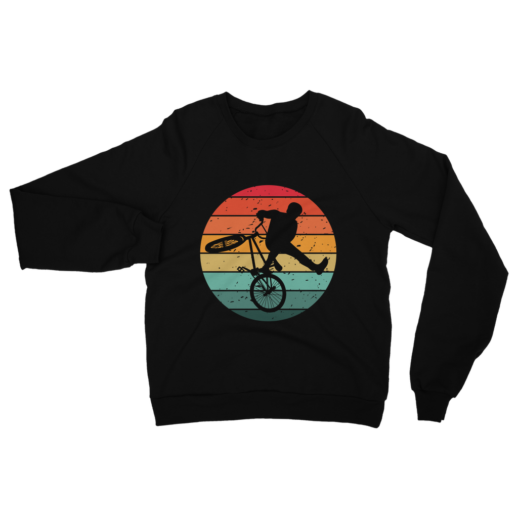 Men’s vintage BMX graphic jumper flat lay on black background