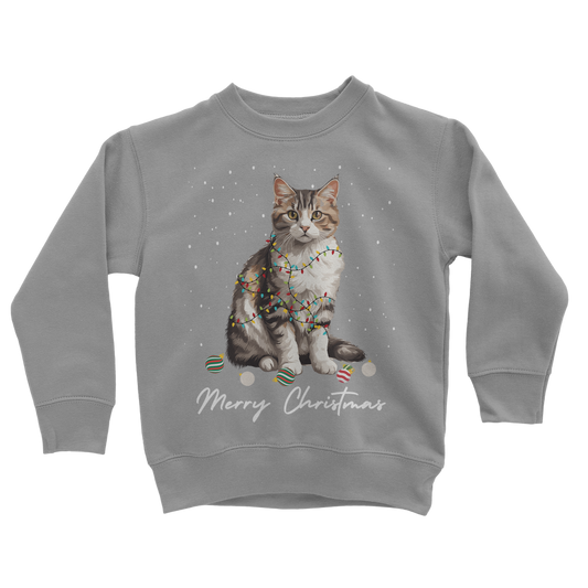 Festive Cat - Kids Christmas Sweatshirt | 3 - 13 years